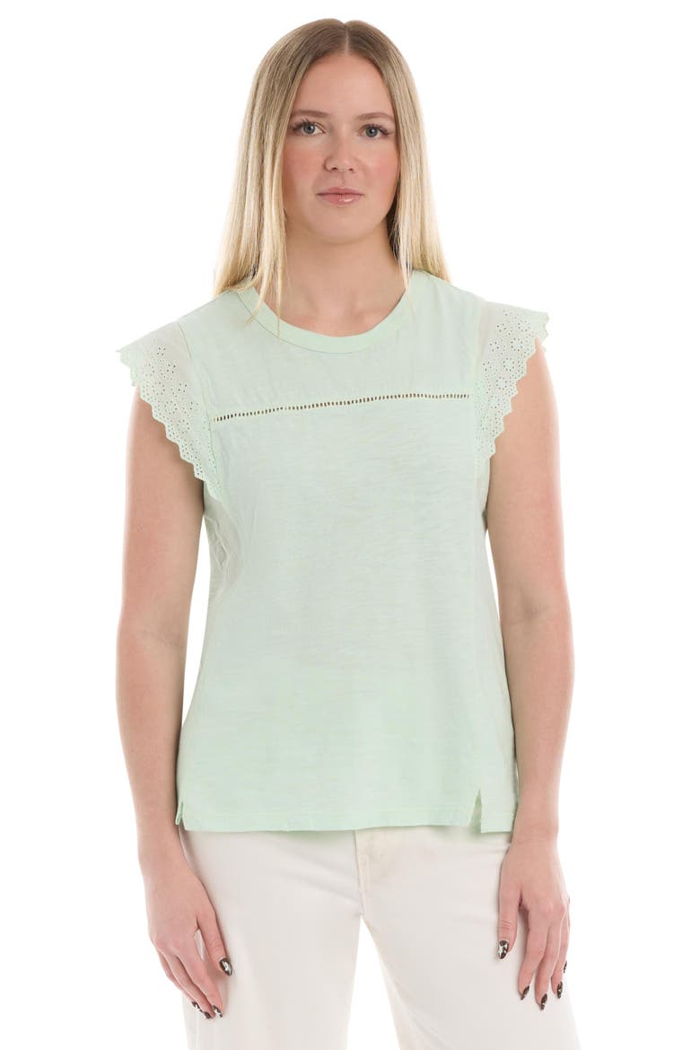 Eyelet Cap Sleeve Tee, Main, color, Bay