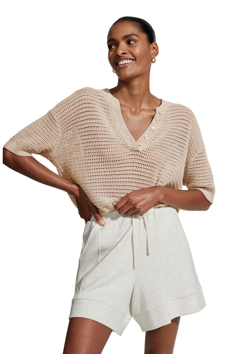 Callie Sheer Knit Cotton Top, Alternate, color, MOONLIGHT
