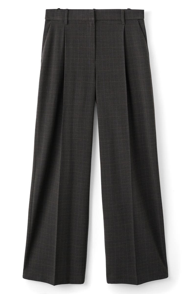 MANGO Check Pleated Pants, Alternate, color, Brown
