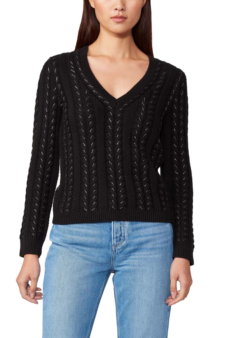 Dorthea Metallic V-Neck Sweater, Main, color, BLACK/ GUNMETAL METALLIC