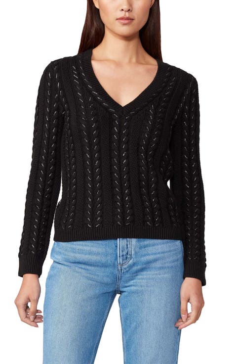 Dorthea Metallic V-Neck Sweater