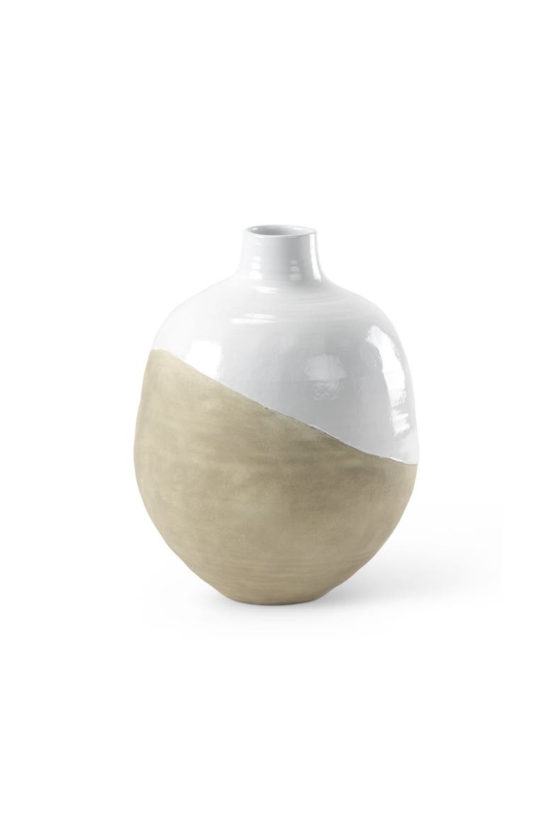 Amos Blocked Ceramic Floor Vase, Main, color, White