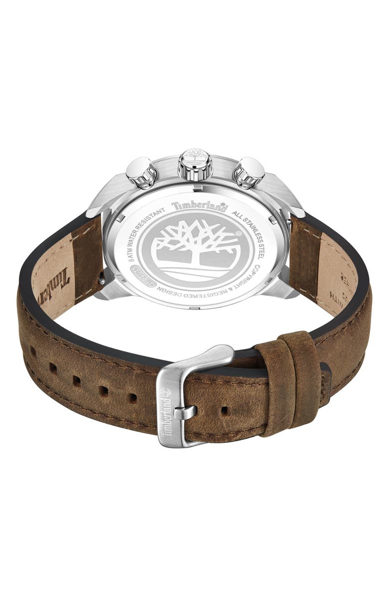 Timberland Henniker II Multifunction Leather Strap Watch, 46mm, Alternate, color, 