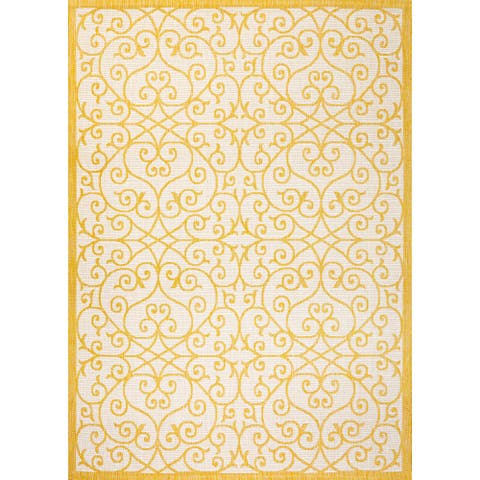 Madrid Vintage Filigree Textured Weave Indoor/Outdoor Area Rug
