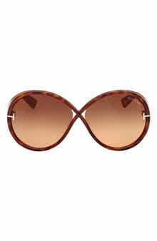 TOM FORD Edie 64mm Oversize Round Sunglasses