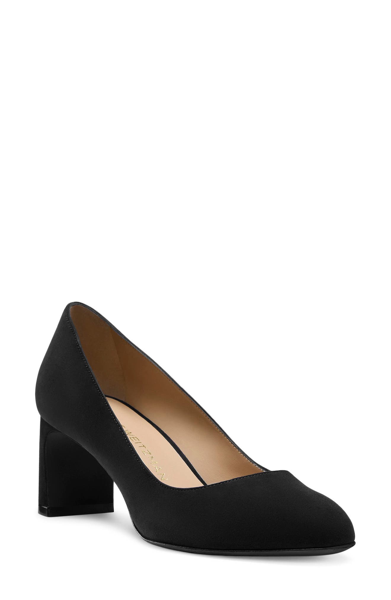 Stuart Weitzman Babette Block Heel Pump, Main, color, Black