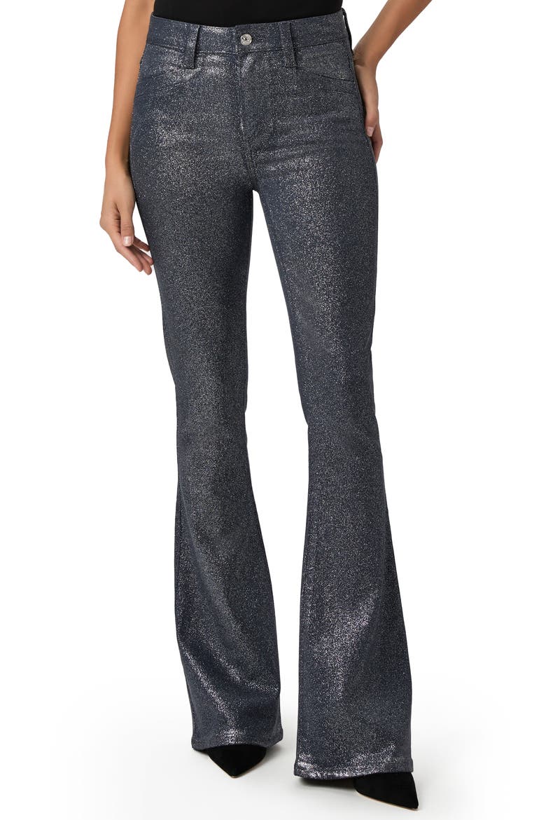 Lou Lou Glitter Coated High Waist Flare Pants, Main, color, NSLUXECOAT