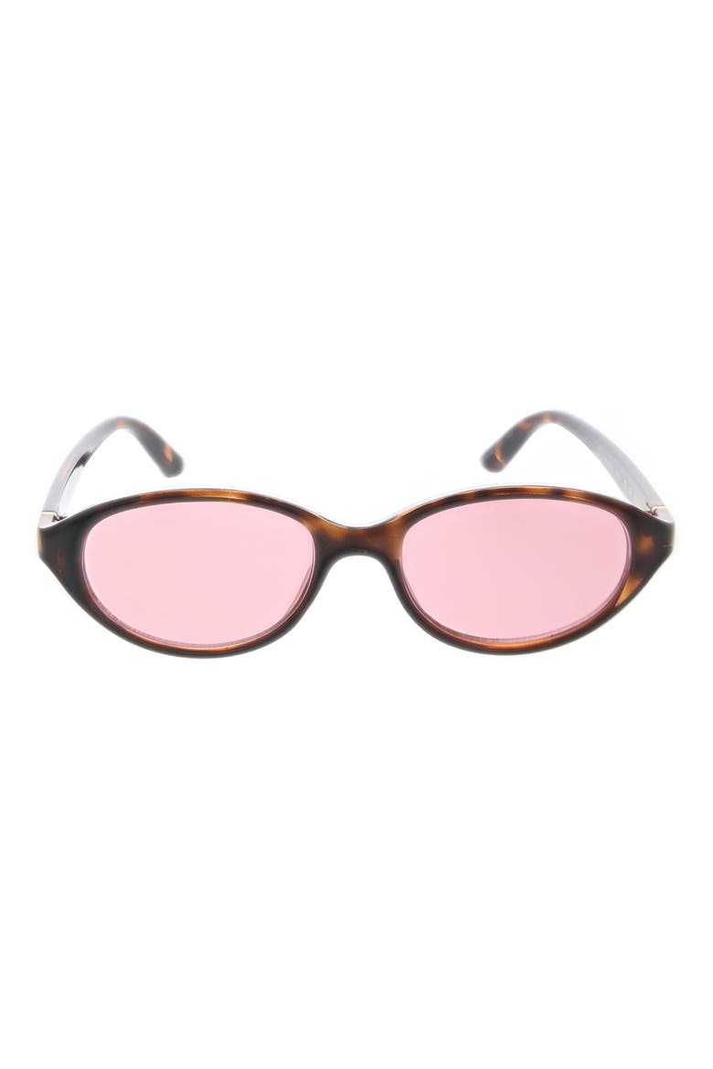 51mm Slim Oval Sunglasses, Main, color, AMBER TORTOISE