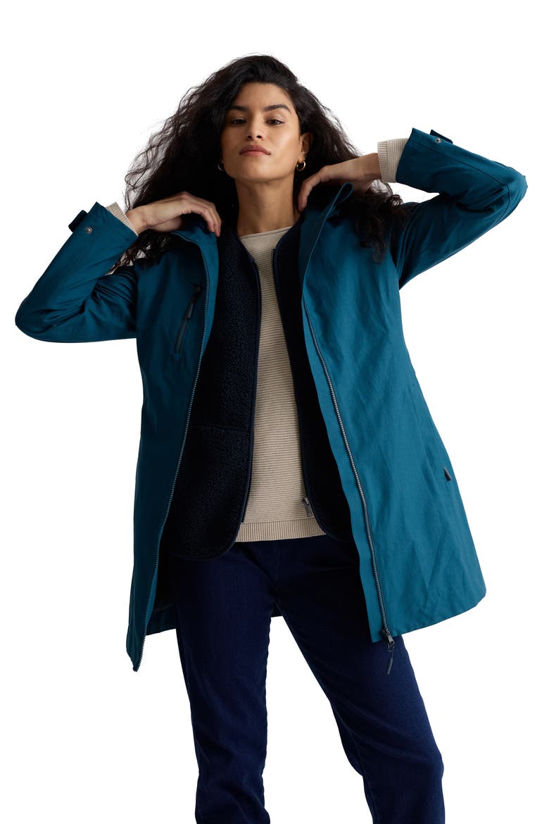 Coverack Waterproof Organic Cotton Blend Raincoat with Removable Hood, Alternate, color, RAINCLOUD