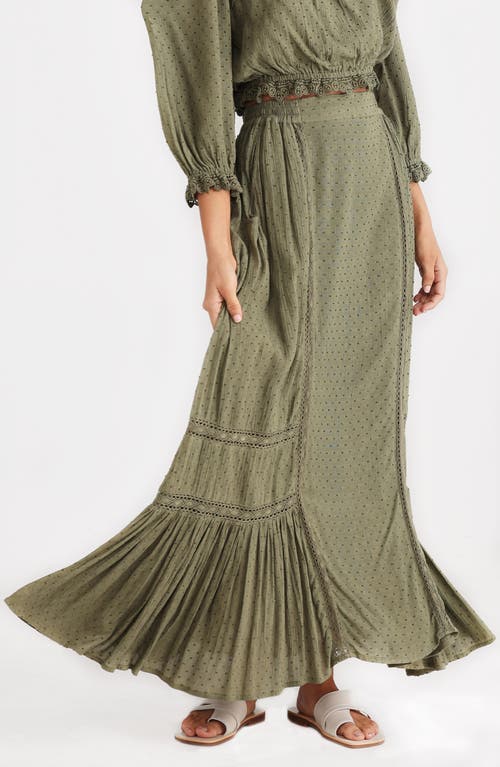 Talisman The Label Midas Clip Dot Maxi Skirt In Olive Dobby