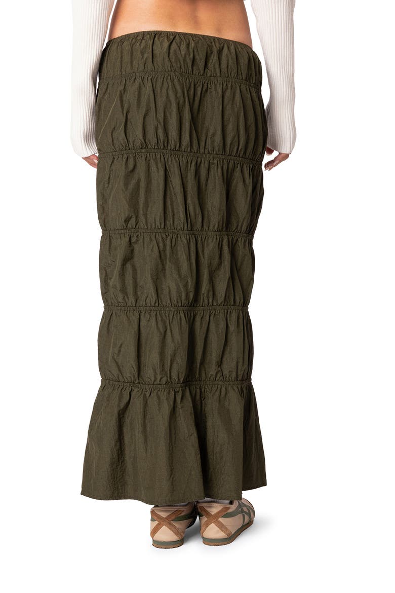 Ruched Tiered Maxi Skirt, Alternate, color, OLIVE