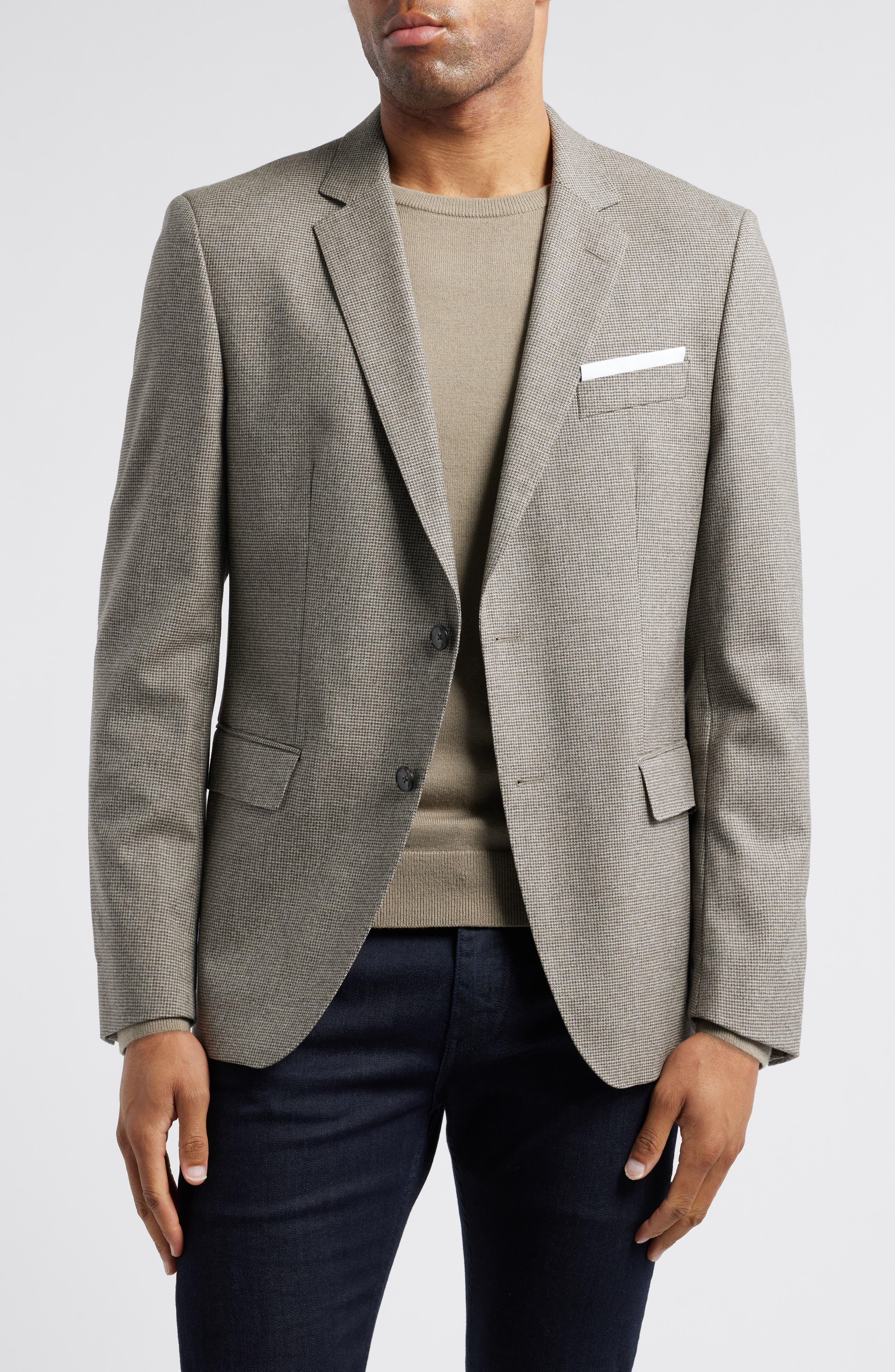 BOSS Hutson Microcheck Stretch Wool Sport Coat