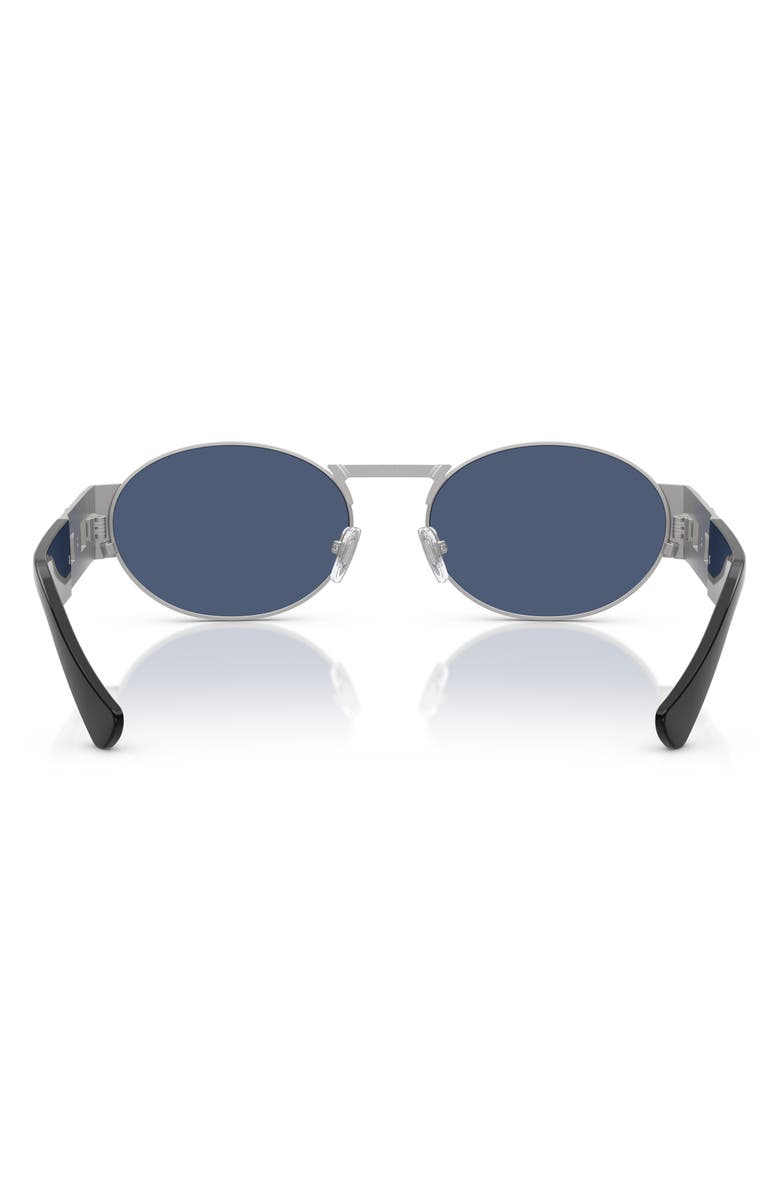 Versace 56mm Oval Sunglasses, Alternate, color, Silver / Dark Blue