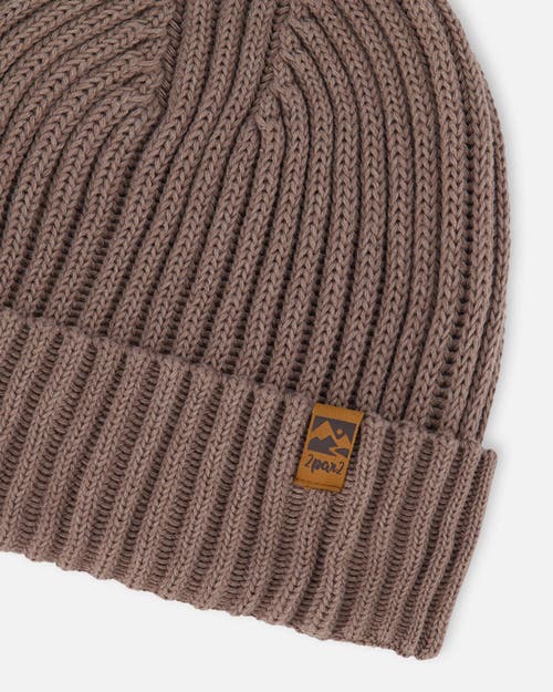 Deux Par Deux Boy's Cuffed Knit Hat Taupe In Taupe