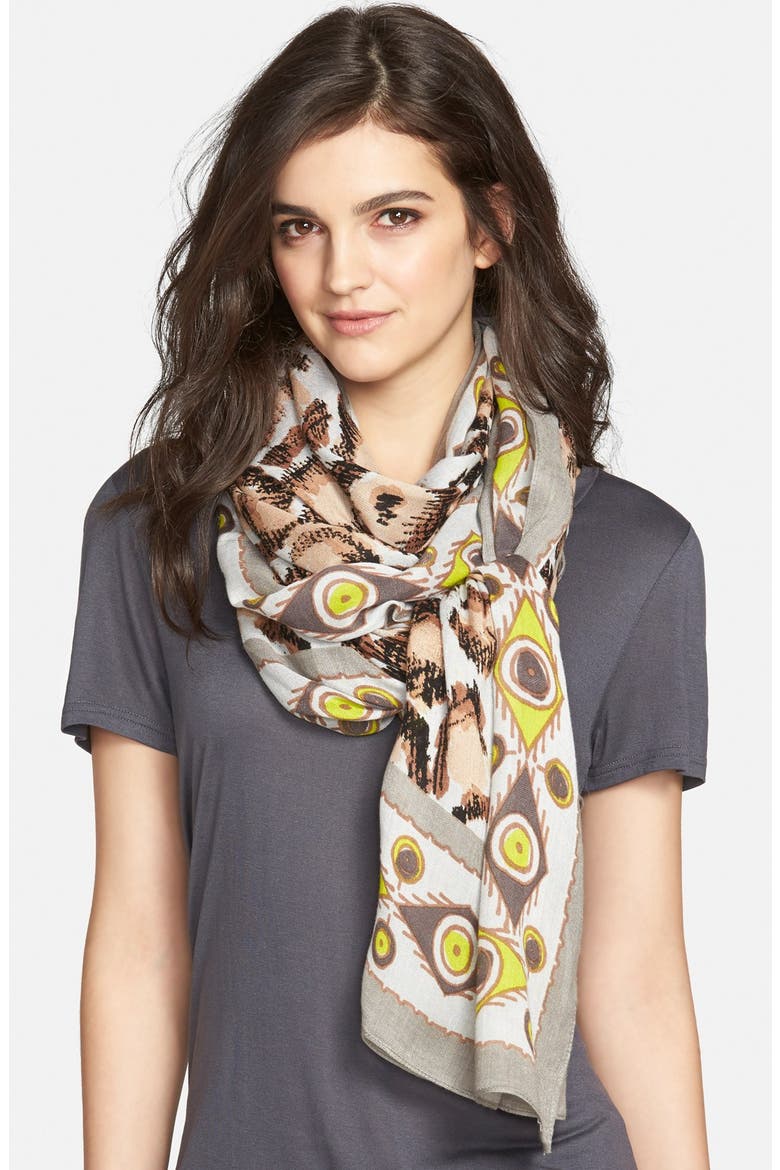 'Ocelots Eye' Print Scarf, Main, color, CHARCOAL