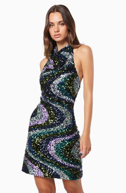 Elliatt Janice Sequin Halter Cocktail Minidress In Multi