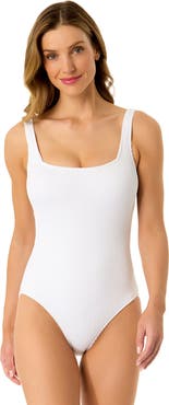 Anne Cole Women's Textured Classic Square Neck One Piece Swimsuit