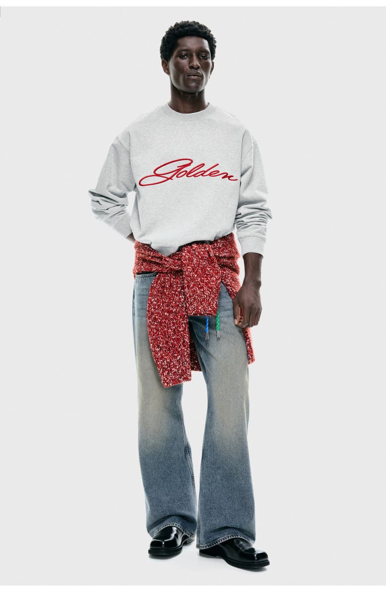 H&M Loose Fit Sweatshirt, Alternate, color, Light Grey Marl/Golden