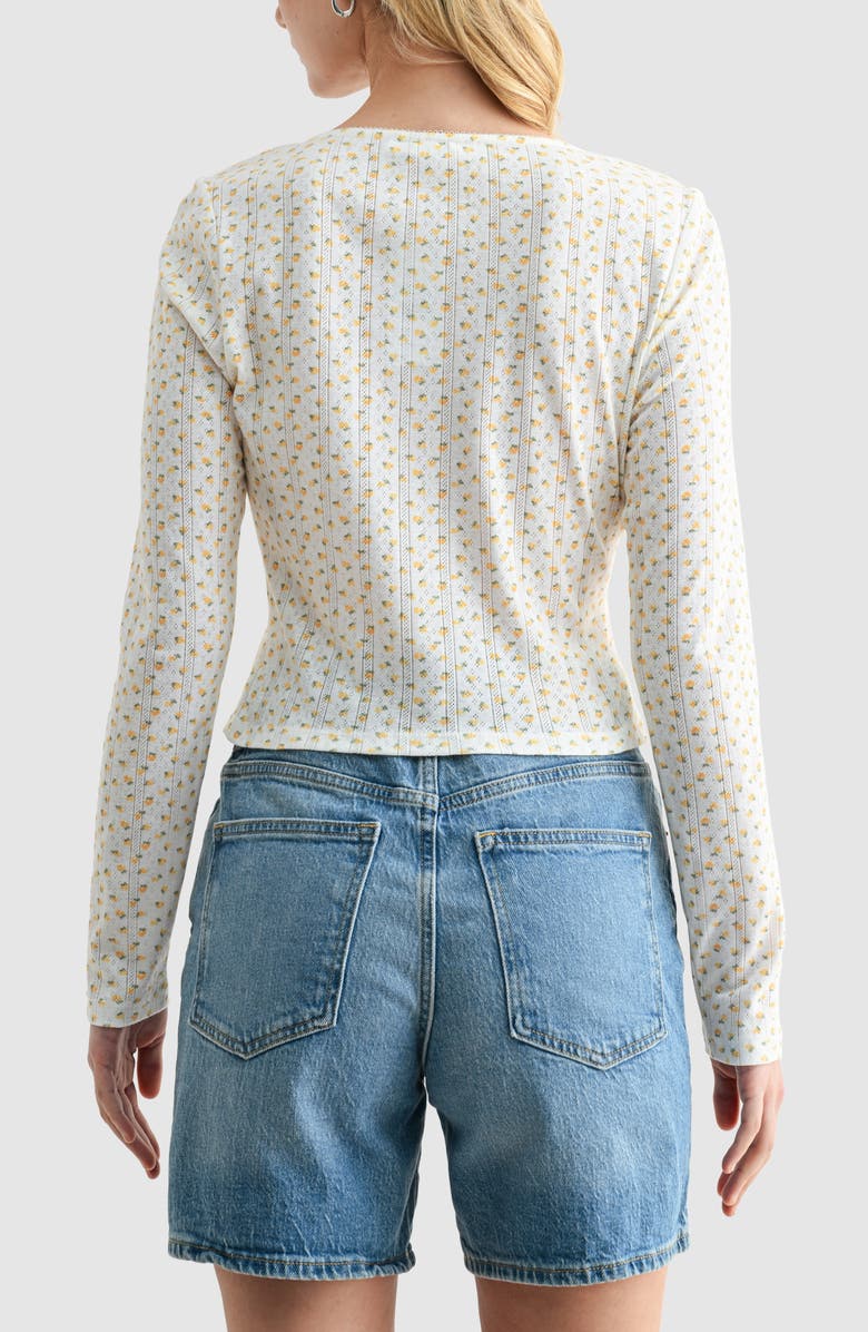 Lush Pointelle Cardigan, Alternate, color, Ivory Yellow Ditsy