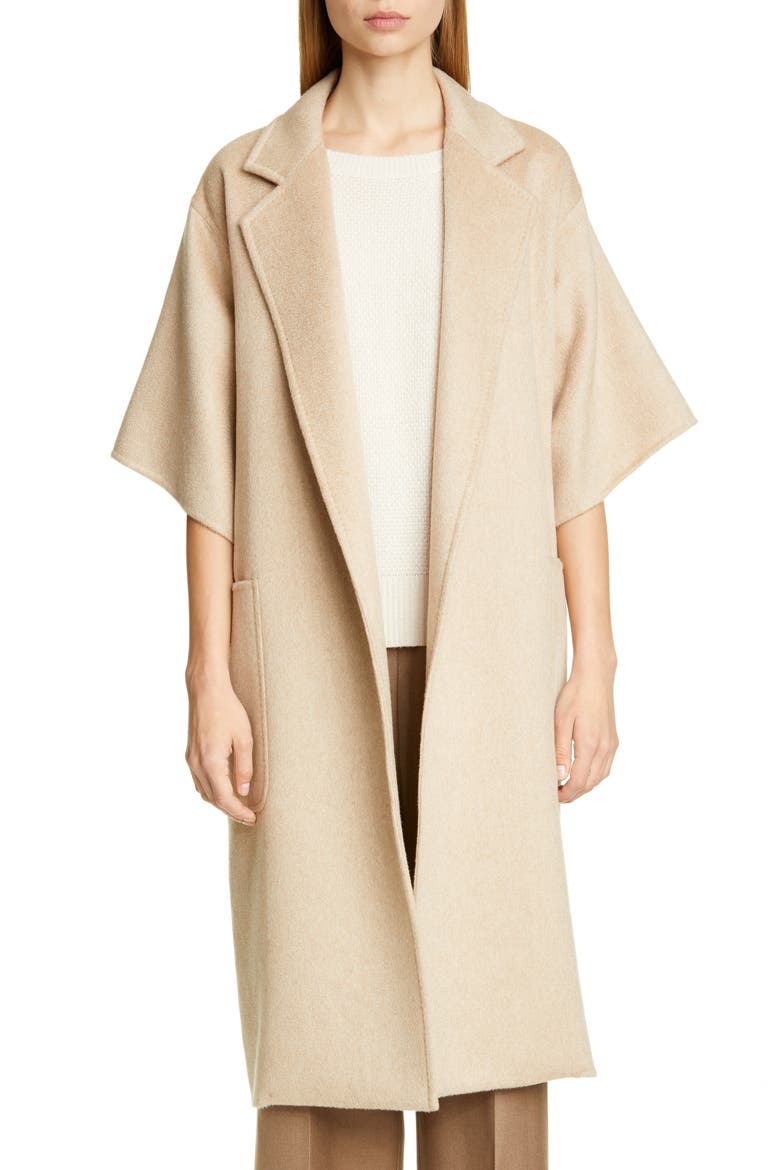 Ruta Double Face Cashmere & Camel Hair Wrap Coat, Main, color, CAMEL