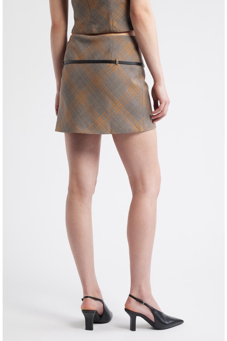 Melo Belted Plaid Minskirt, Alternate, color, BROWN