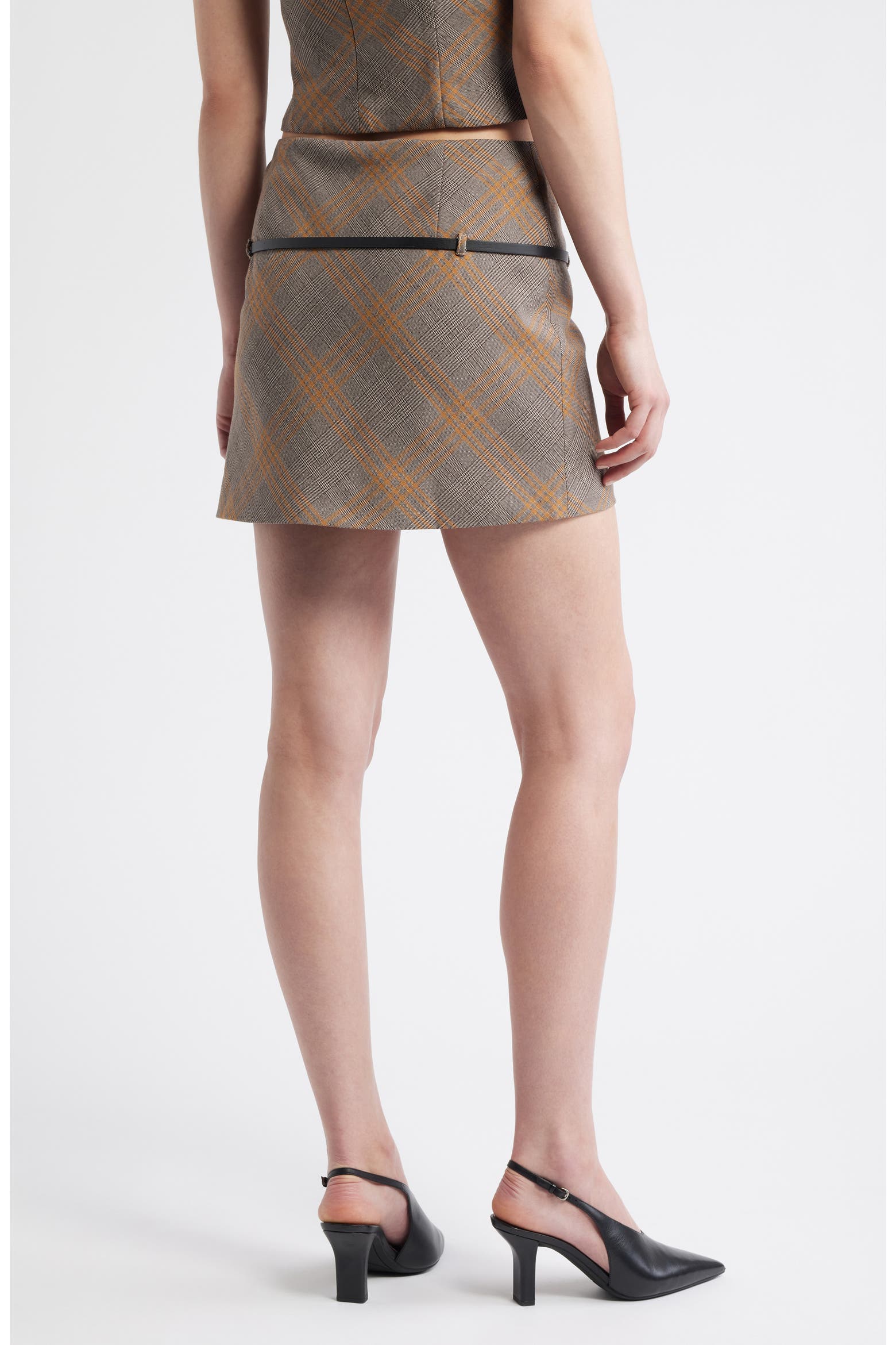 Melo Raks MANGO Melo Belted Plaid Minskirt (Women) | Nordstromrack
