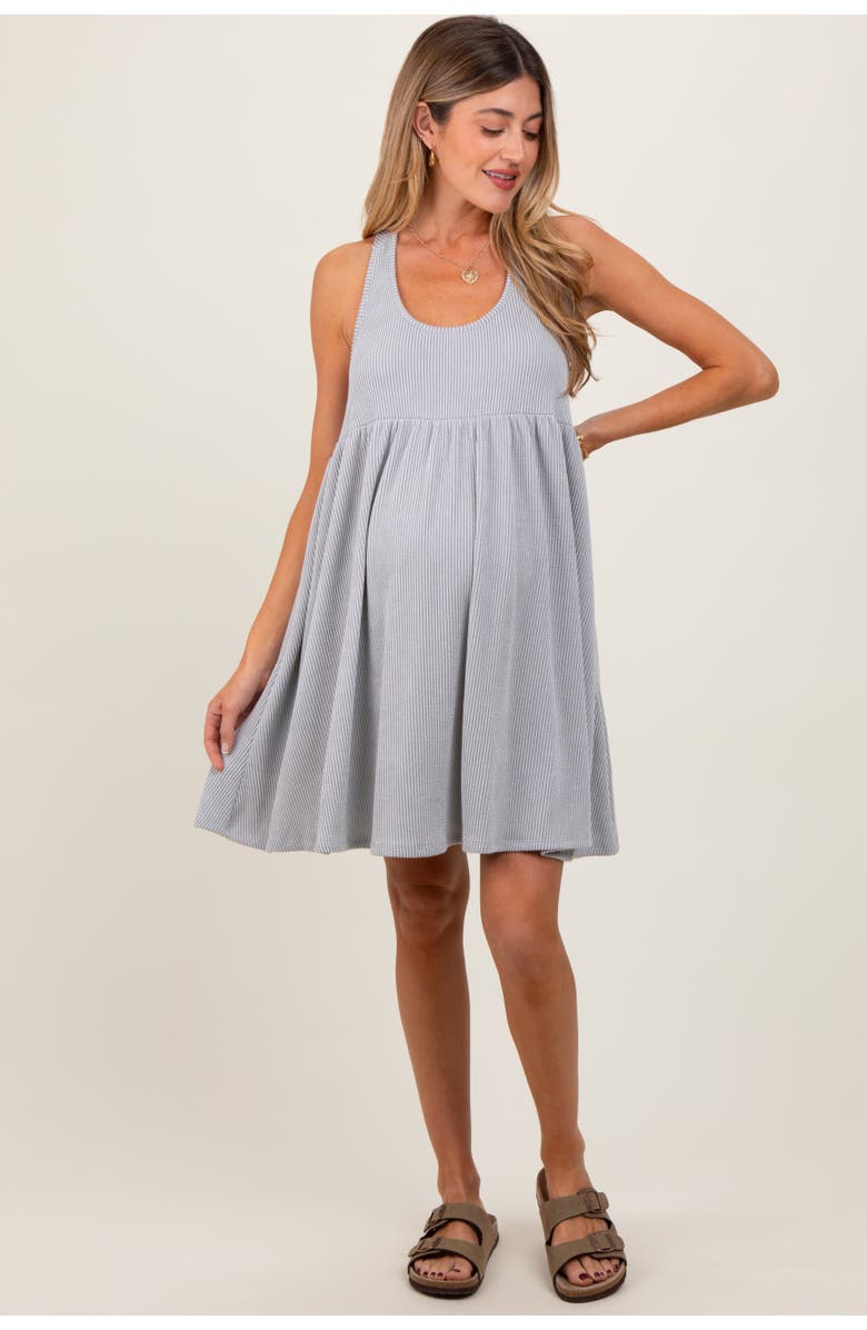 PinkBlush Ribbed Sleeveless Open Back Midi Dress, Main, color, Heather Grey