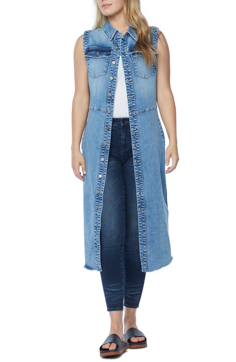 Wash Lab Denim Sleeveless Denim Shirtdress, Alternate, color, Cloudy Blue