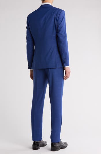 Plaid Blue Stretch Mélange Suit