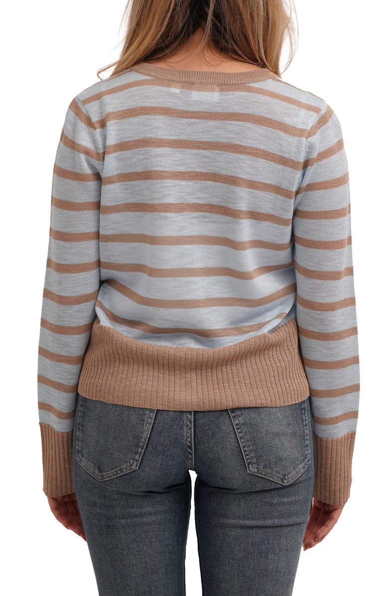 CYRUS Stripe Contrast Cardigan, Alternate, color, Taupe/ Powder Blue