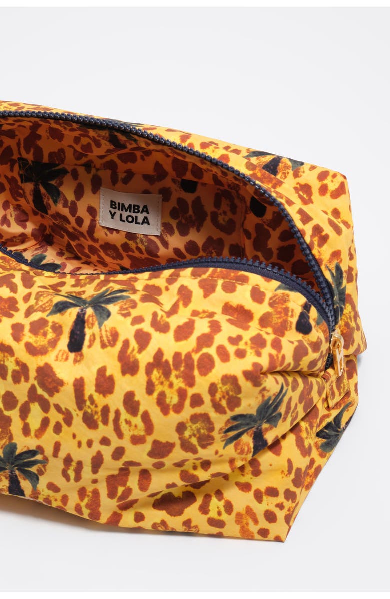 Bimba y Lola Large Leopard Palms Nylon Make-Up Case, Alternate, color, Leopard Yellow Palms