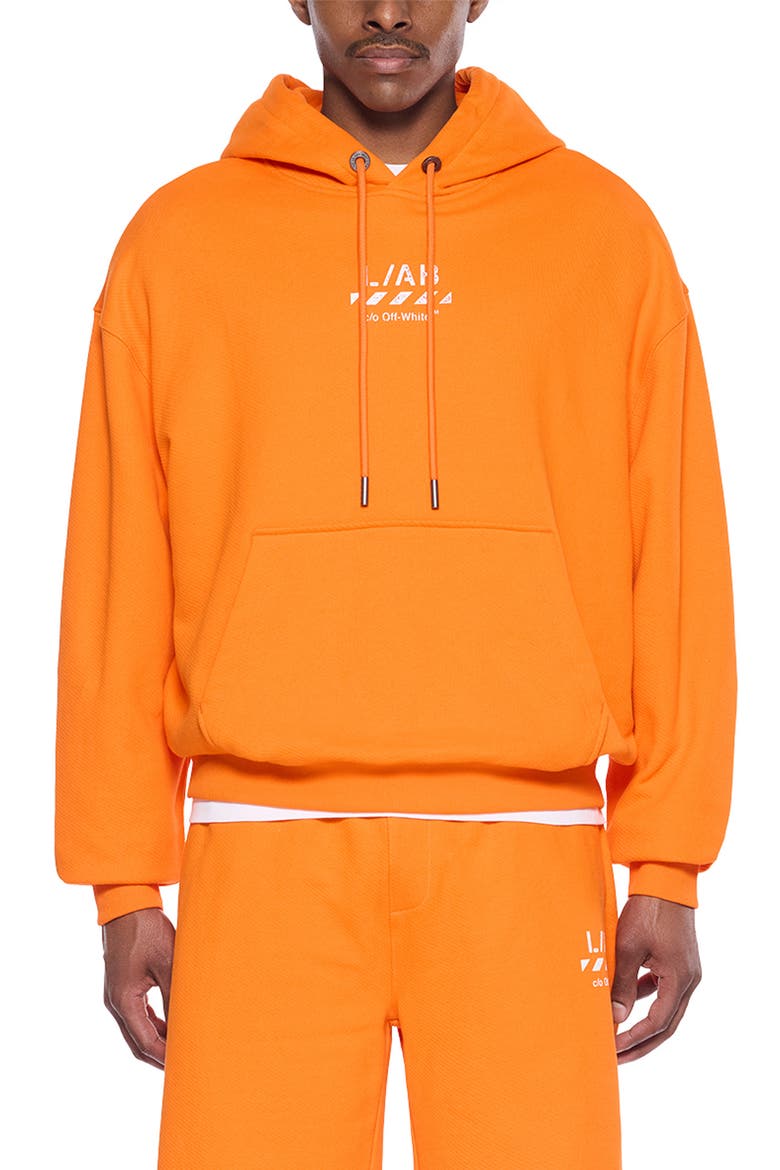Diagonal Stripe Logo Cotton French Terry Graphic Hoodie, Main, color, ORANGE TIGER