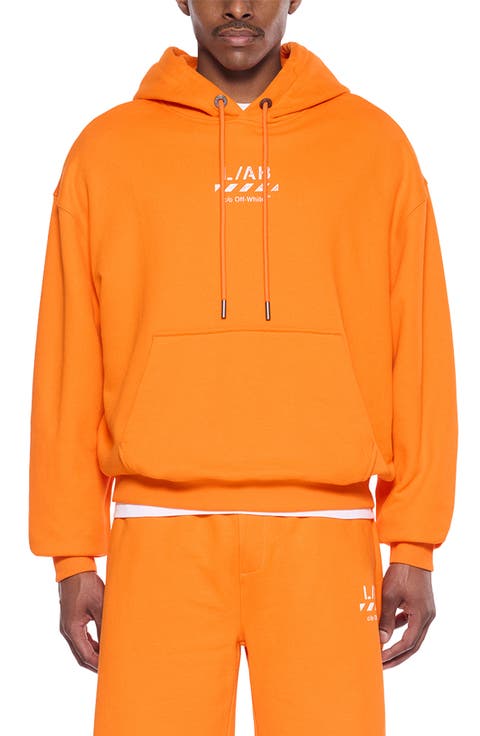 Diagonal Stripe Logo Cotton French Terry Graphic Hoodie