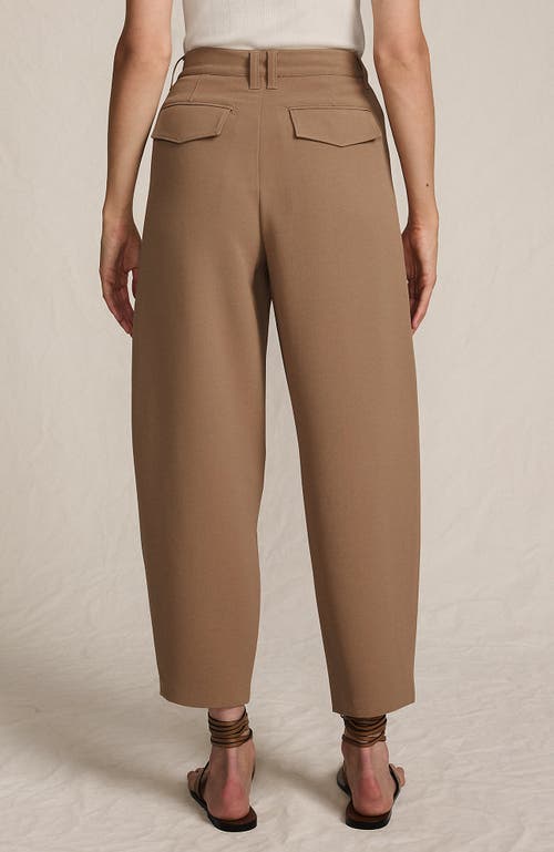 Lands' End Crepe High Rise Pleated Barrel Leg Ankle Pants In Brown
