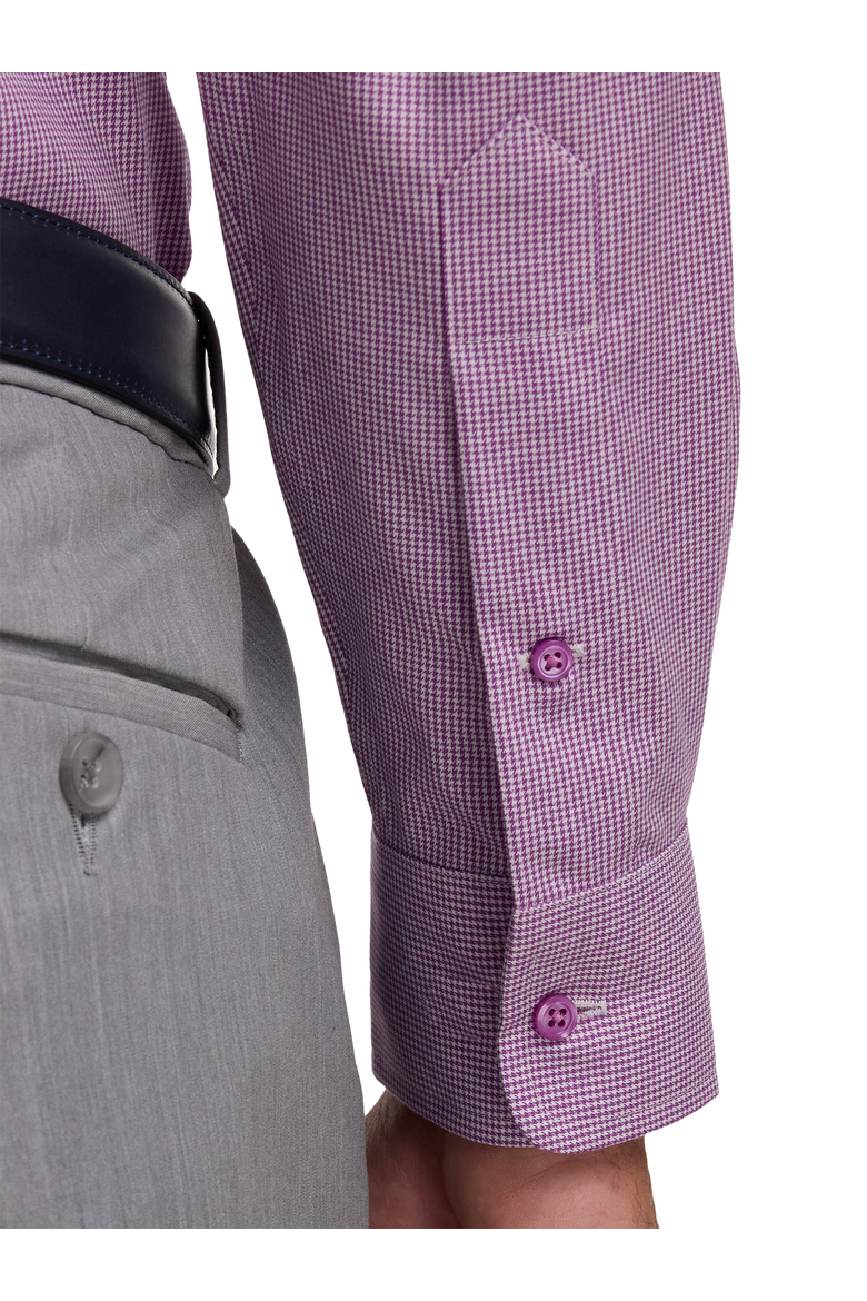 Cotton Buttondown Collar Twill Slim Contrast Trim Button Cuff Long Sleeve Shirt, Alternate, color, Purple