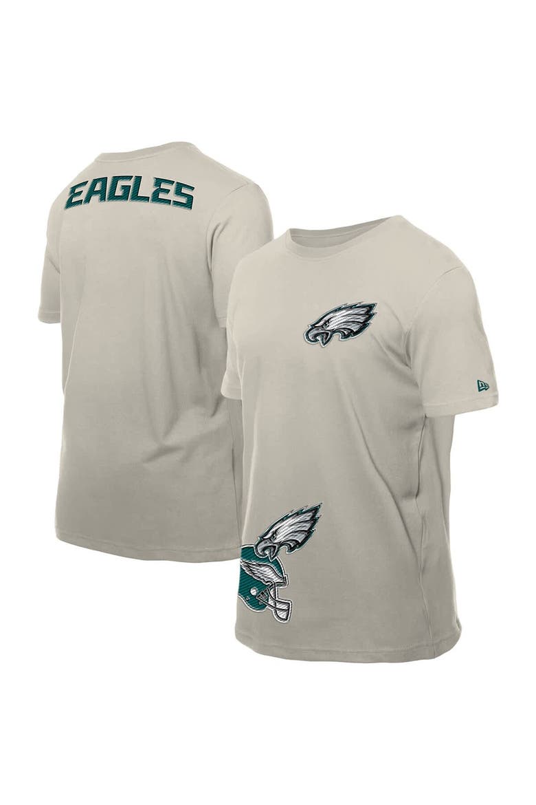 Men's New Era Light Beige Philadelphia Eagles Multi Patch T-Shirt, Alternate, color, Light Beige