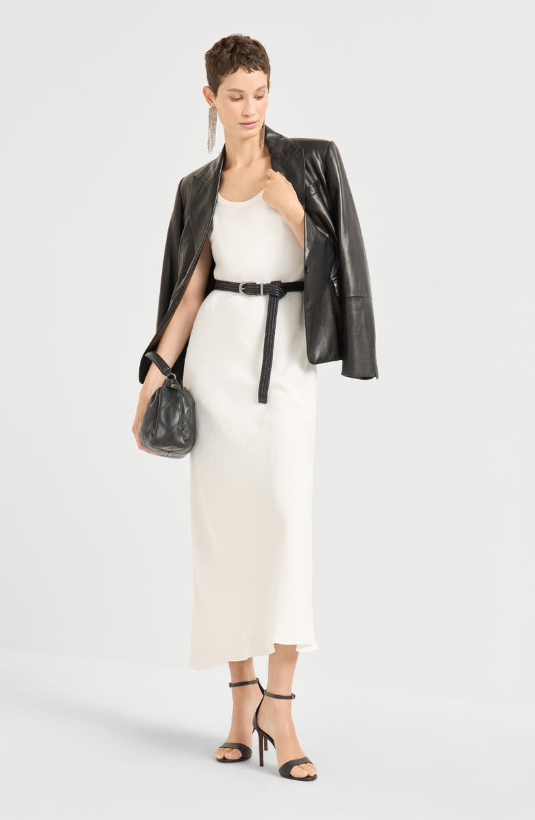 Brunello Cucinelli Fluid twill Tank dress, Alternate, color, White