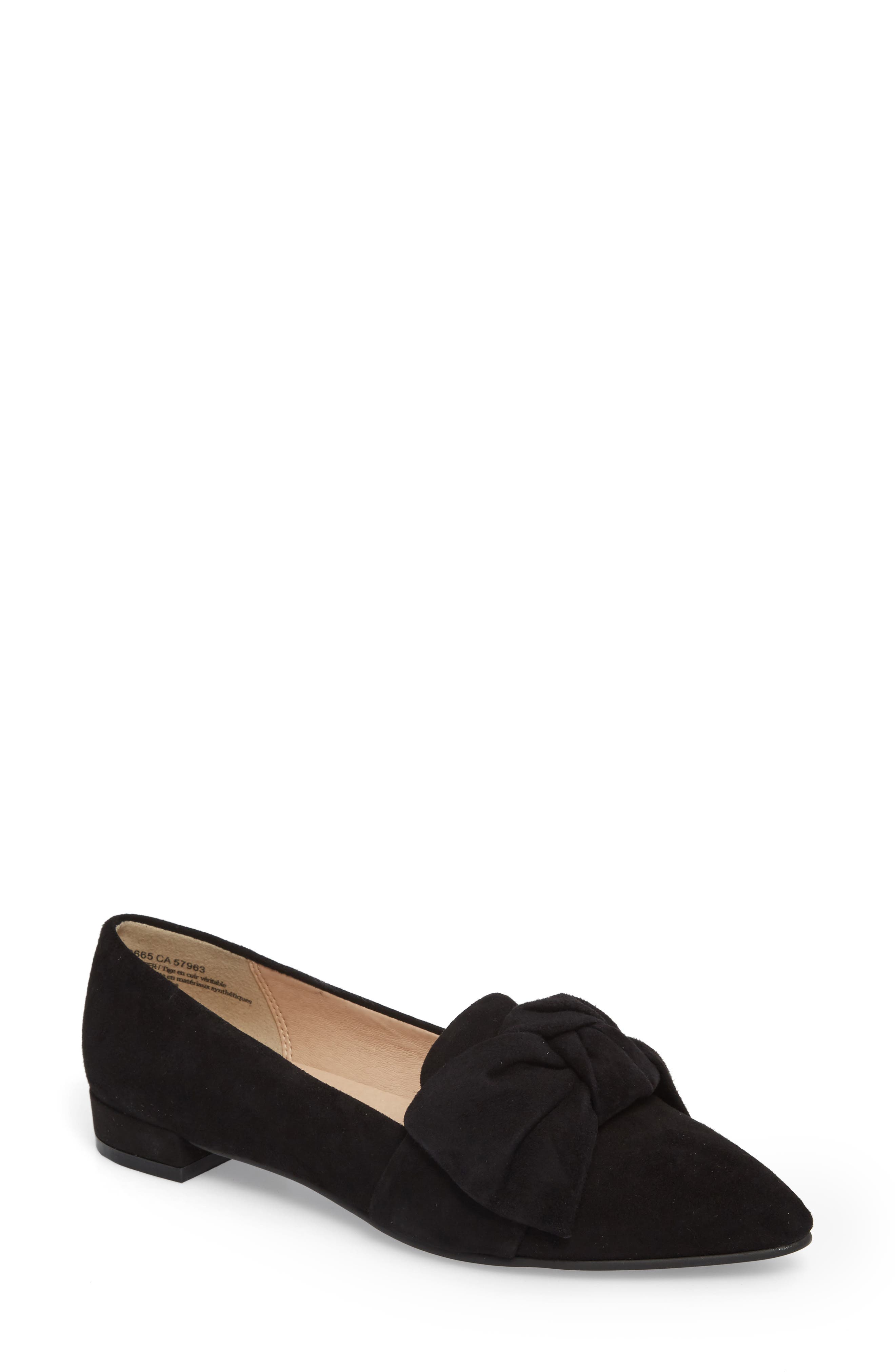 Kari Bow Loafer, Main, color, BLACK SUEDE