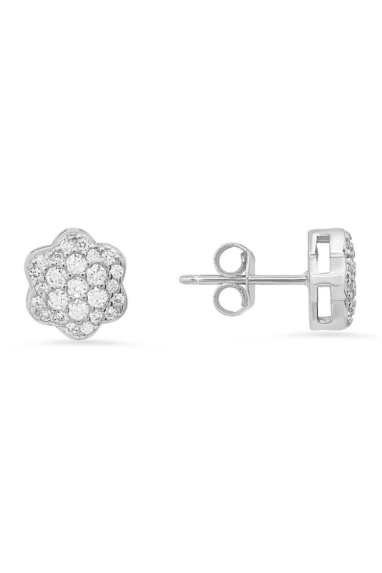 Sterling Silver CZ Pavé Stud Earrings, Main, color, SILVER