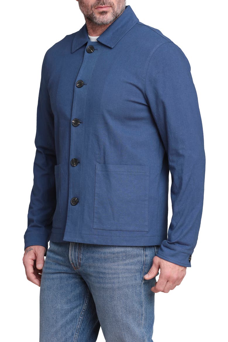 Relaxed Fit Linen & Cotton Work Jacket, Alternate, color, INDIGO