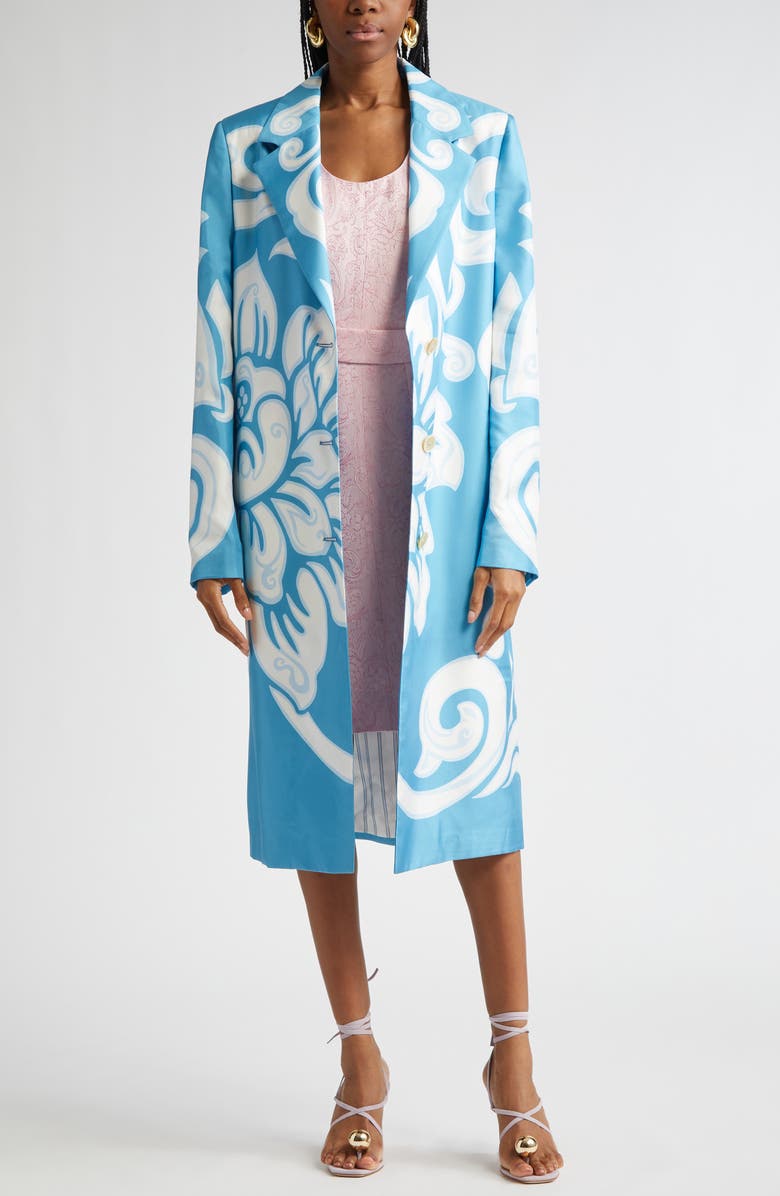 Etro Floral Print Silk Coat, Main, color,