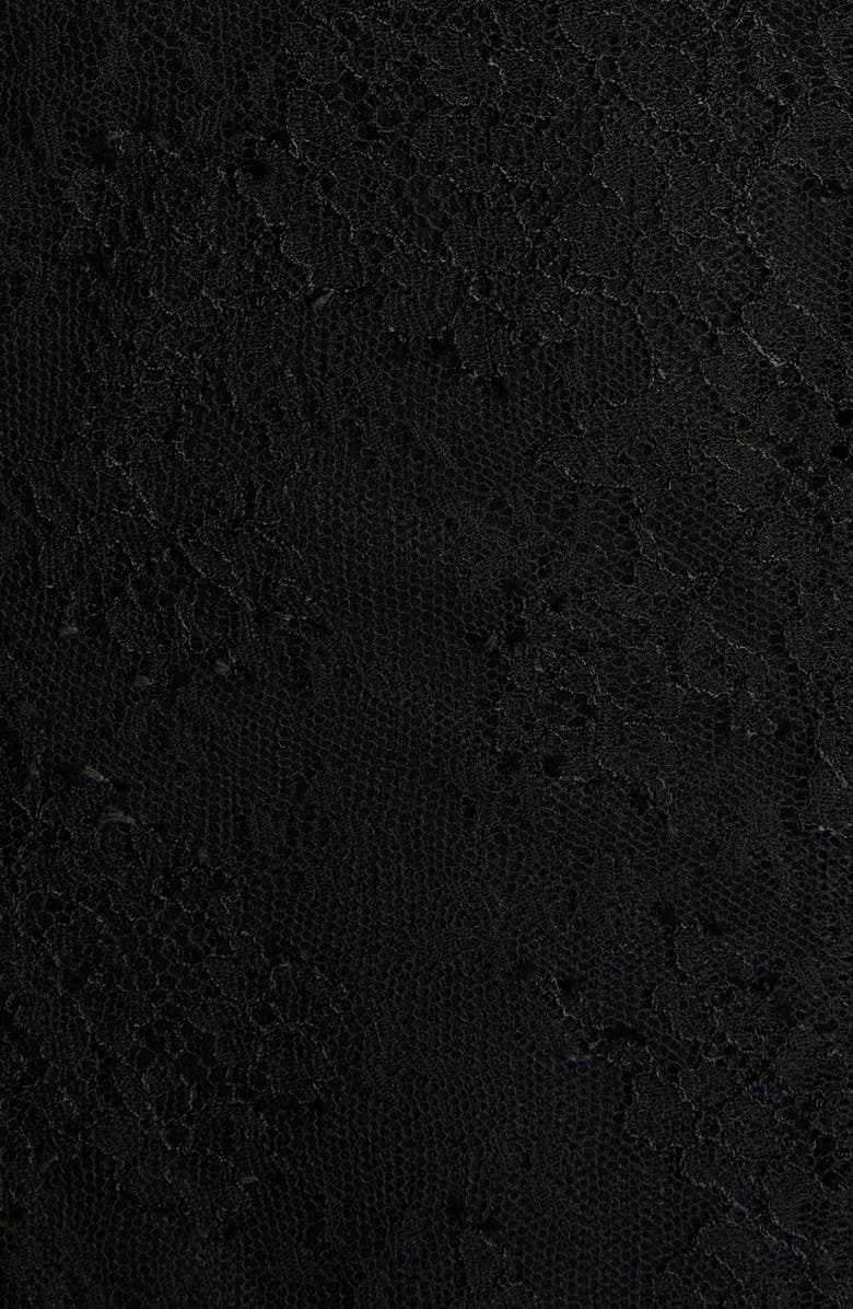 McQueen Floral Lace Asymmetric Evening Dress, Alternate, color, Black