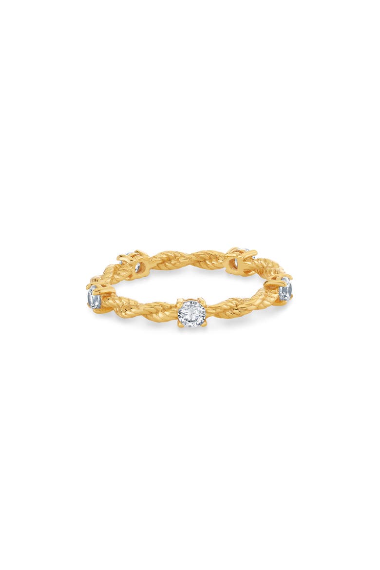 Cubic Zirconia Twisted Band Ring, Alternate, color, 18KT YELLOW GOLD / CLEAR STONE