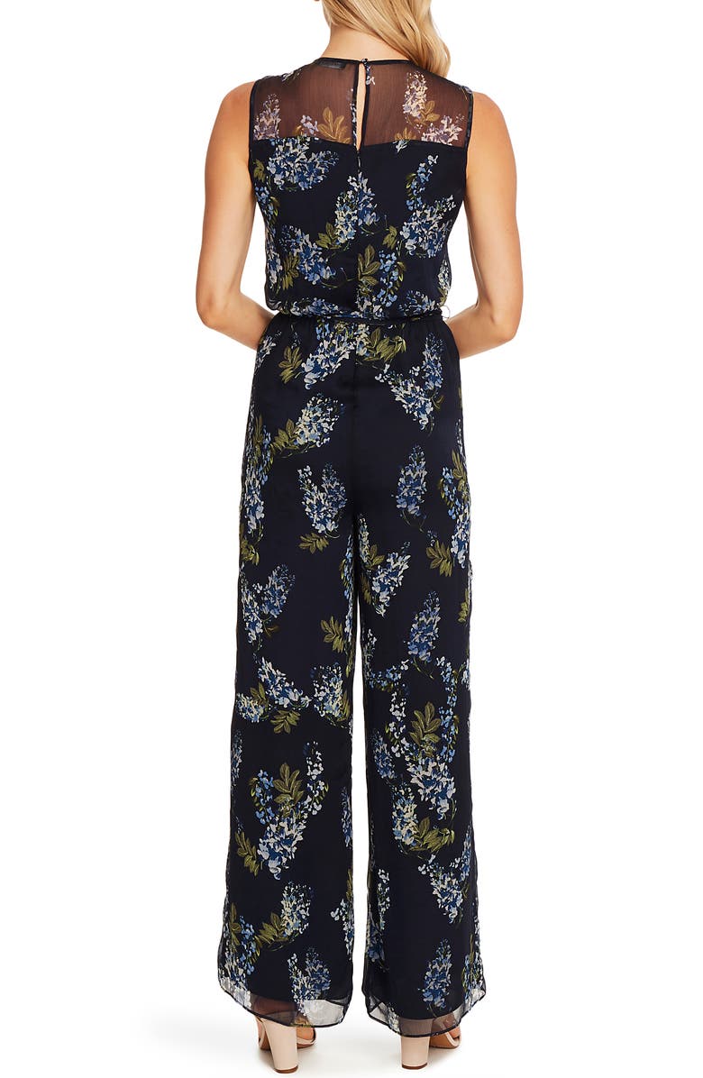 Vince Camuto Weeping Willows Floral Sleeveless Jumpsuit, Alternate, color,
