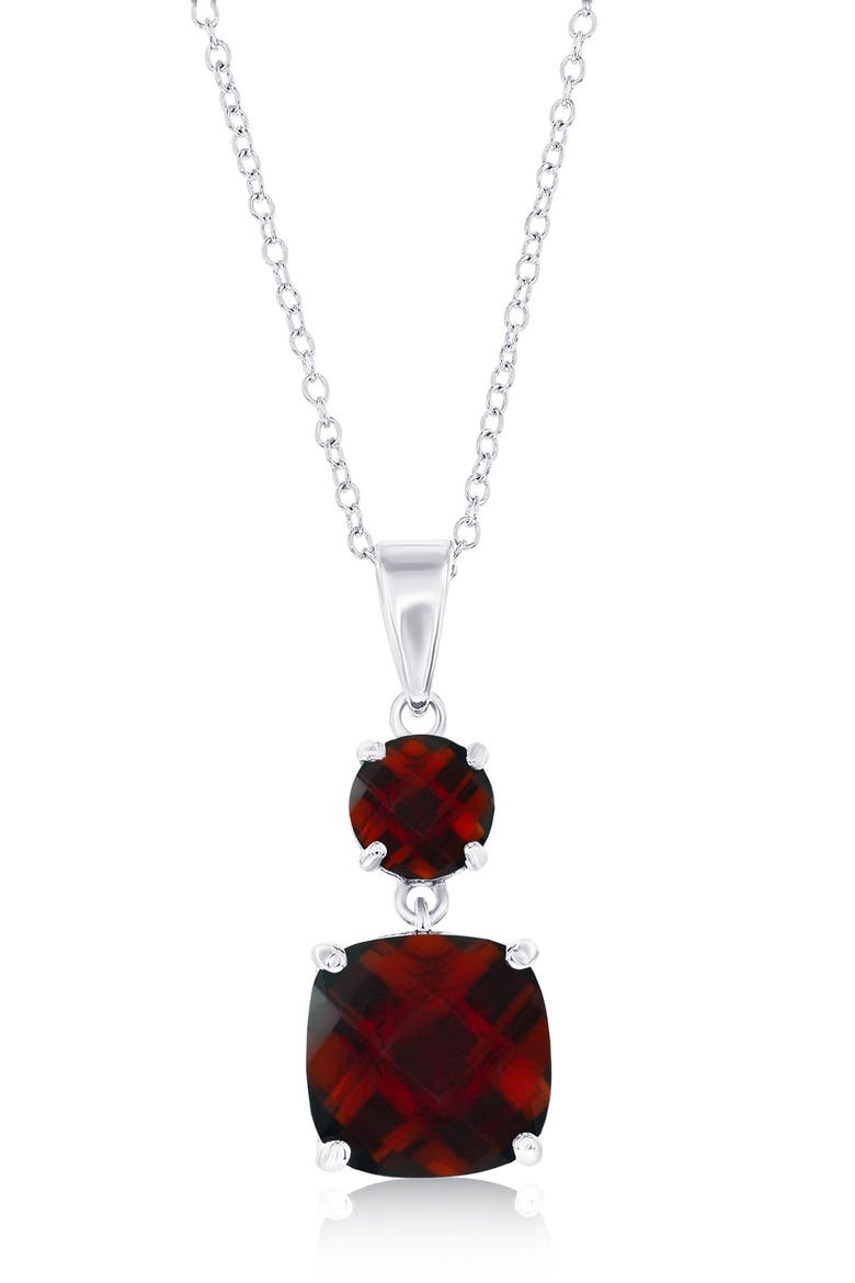 Sterling Silver Garnet Pendant Necklace, Main, color, GARNET