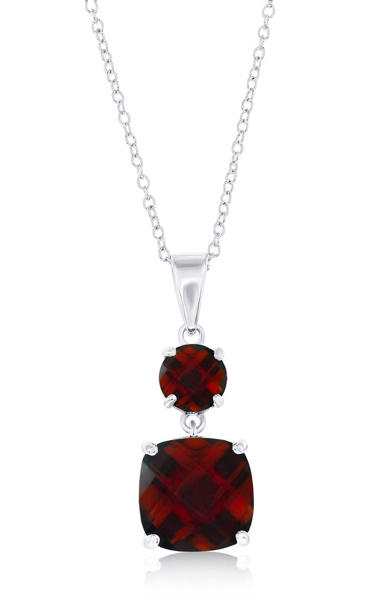 SIMONA Sterling Silver Garnet Pendant Necklace, Main, color, Garnet