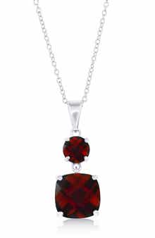 Sterling Silver Garnet Pendant Necklace