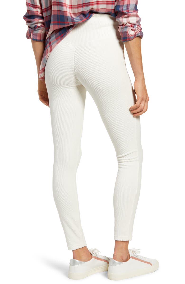 Hue Corduroy Leggings, Alternate, color, White Satin