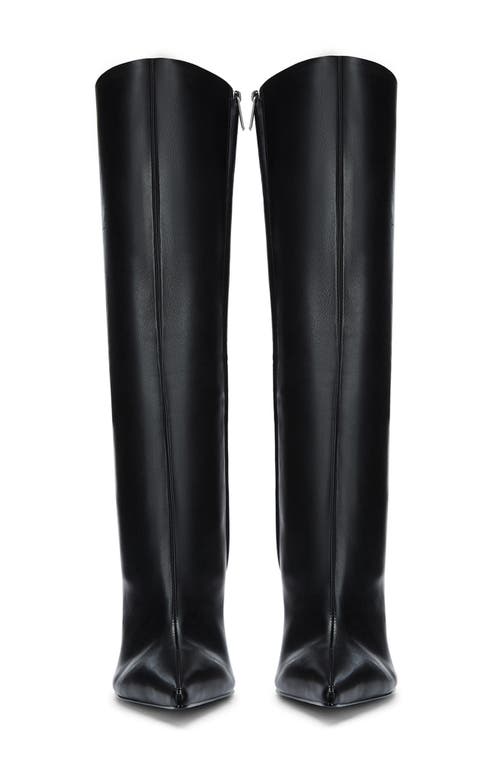 Femme La Vienna Pointed Toe Knee High Boot In Black