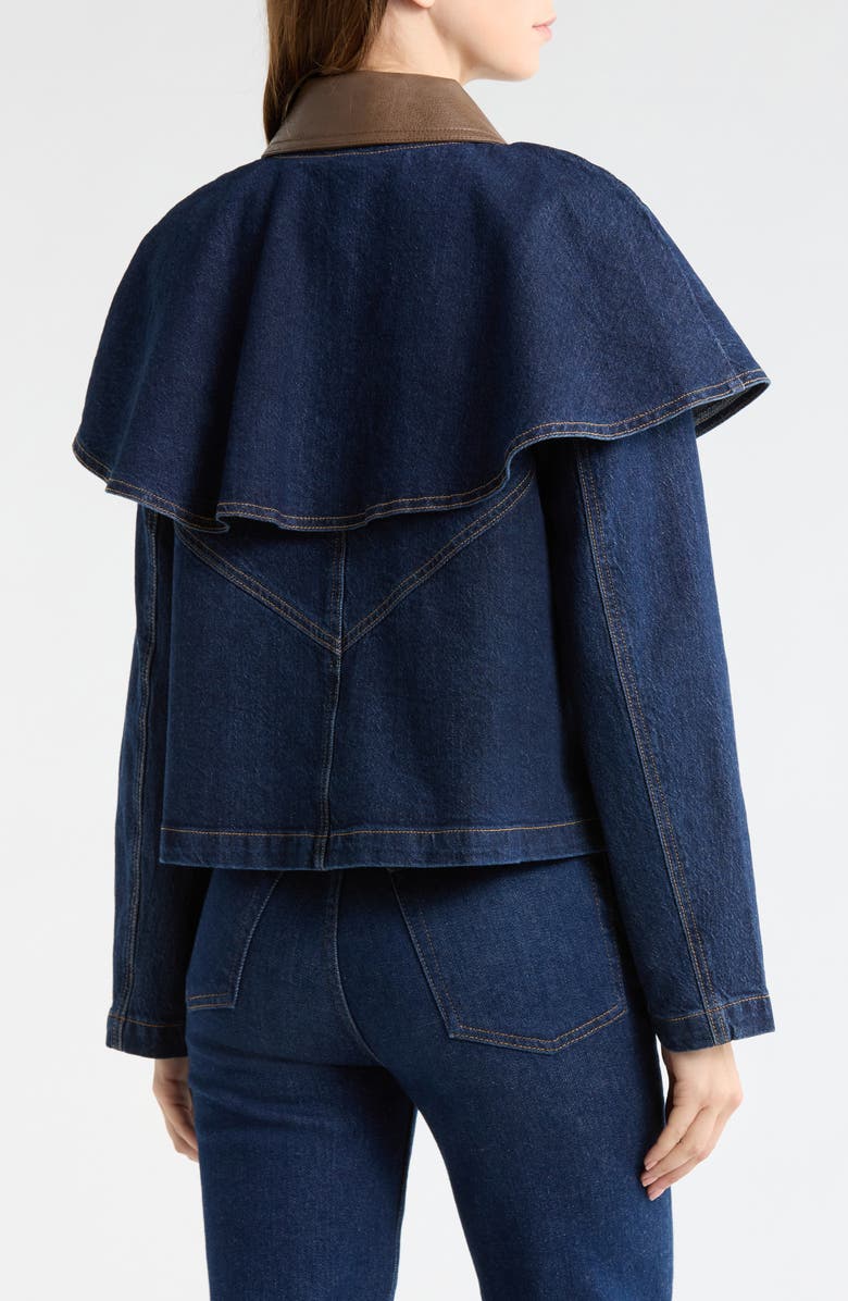 Avec Les Filles Stretch Denim Cape Jacket, Alternate, color, Raw Indigo